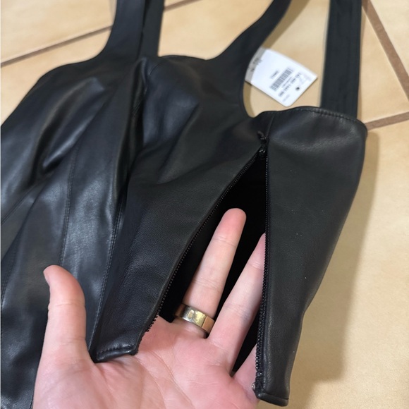 Abercrombie Black Faux Leather Crop Corset Top - Picture 2 of 5